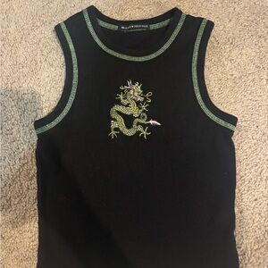 Brandy Melville Black and Green Crop Top